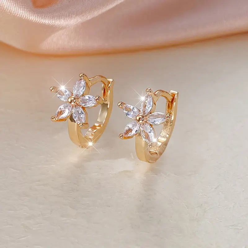 Zirconia Flower Ear Buckle