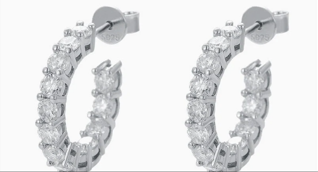 Rhodium Plated Open Hoop Earrings