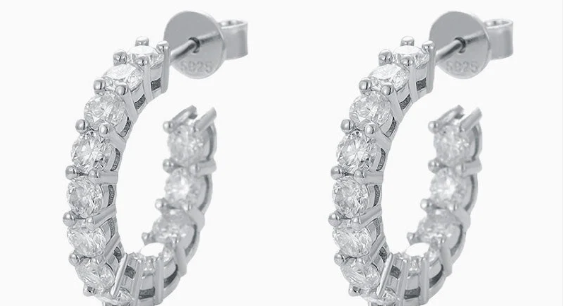 Rhodium Plated Open Hoop Earrings