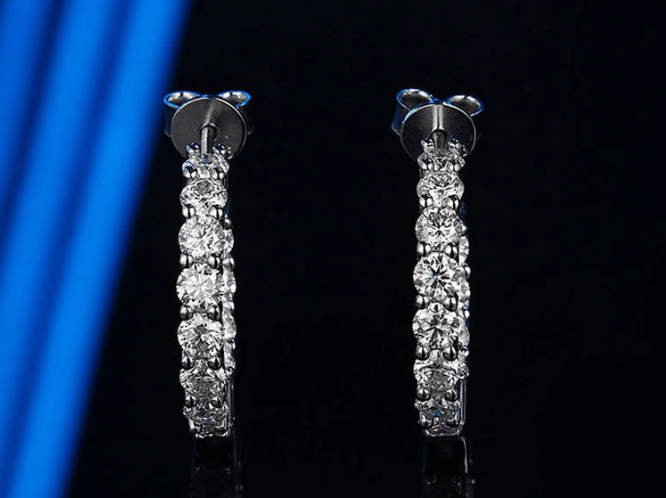 Rhodium Plated Open Hoop Earrings