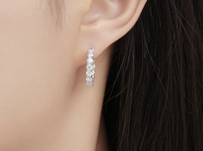 Rhodium Plated Open Hoop Earrings