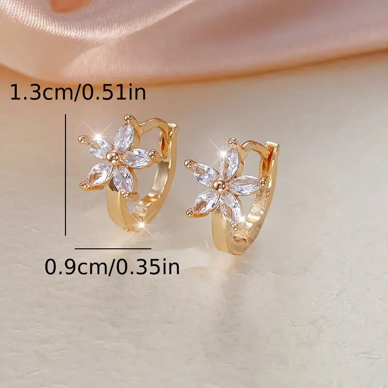 Zirconia Flower Ear Buckle