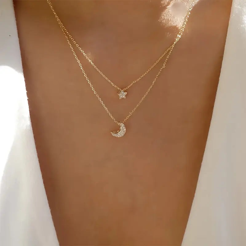 Crescent Moon & Star Pendant Necklace