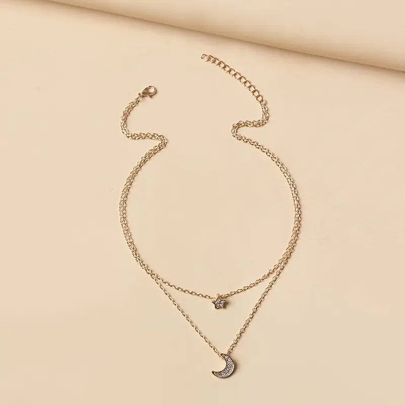 Crescent Moon & Star Pendant Necklace