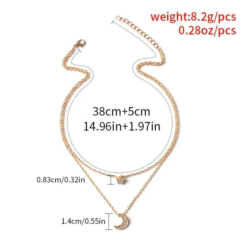 Crescent Moon & Star Pendant Necklace