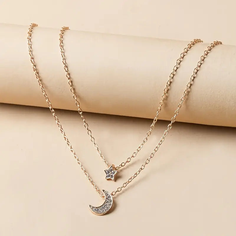 Crescent Moon & Star Pendant Necklace