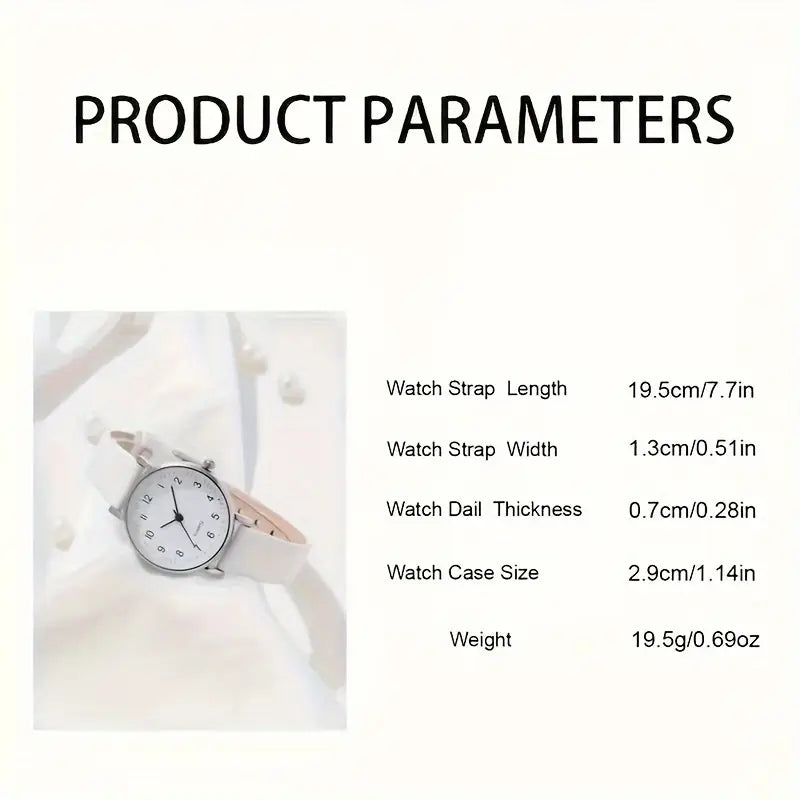 Leather White Quartz Watch / Fashion Leaf